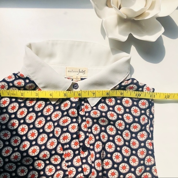 Maison Jules Printed Pleaded Buttons Down Dress S - Picture 12 of 16